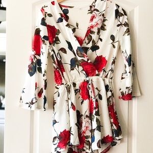 Floral white romper
